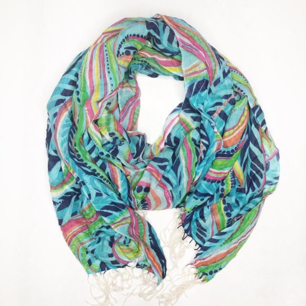 Lilly Pulitzer Blue Multi Murfee Scarf